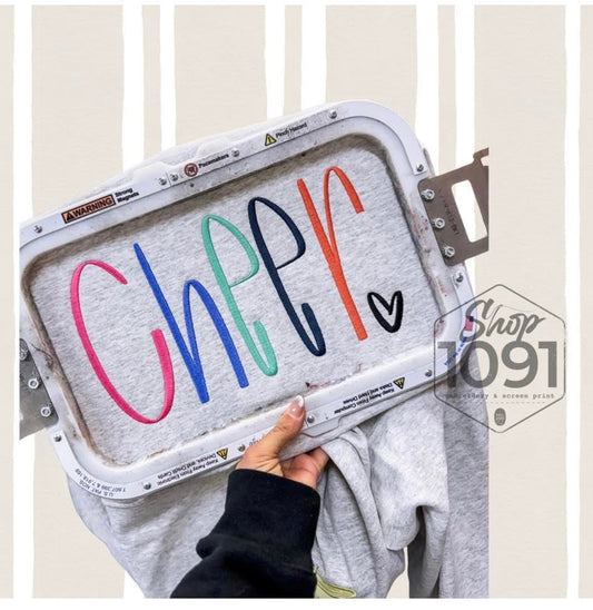 Cheer Hand Lettering Embroidery