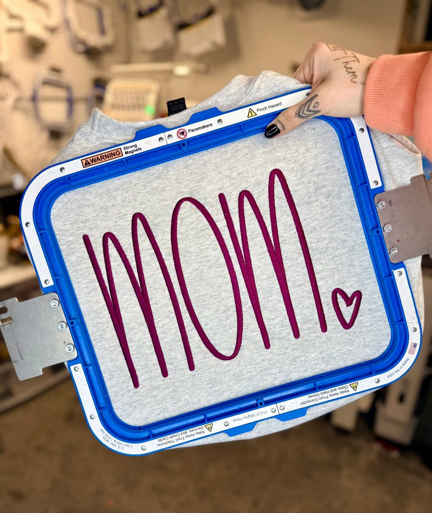 Mom Hand lettered Embroidery