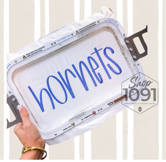 Hornets Hand Lettering Embroidery