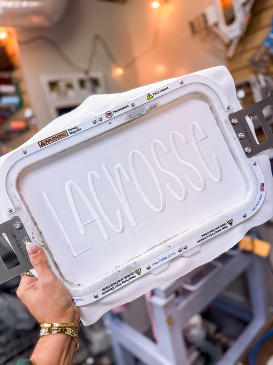 Lacrosse Hand Lettering Embroidery