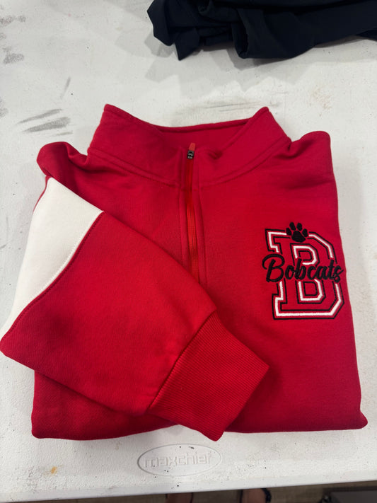 Ladies 1/4 Zip Pull Over- B/ Bobcats *EMBROIDERY