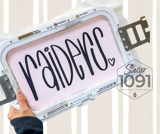 Raiders Hand Lettering Embroidery