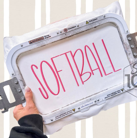 Softball Hand Lettering Embroidery