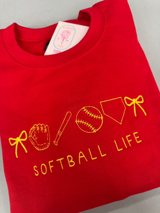 Softball Life Embroidery