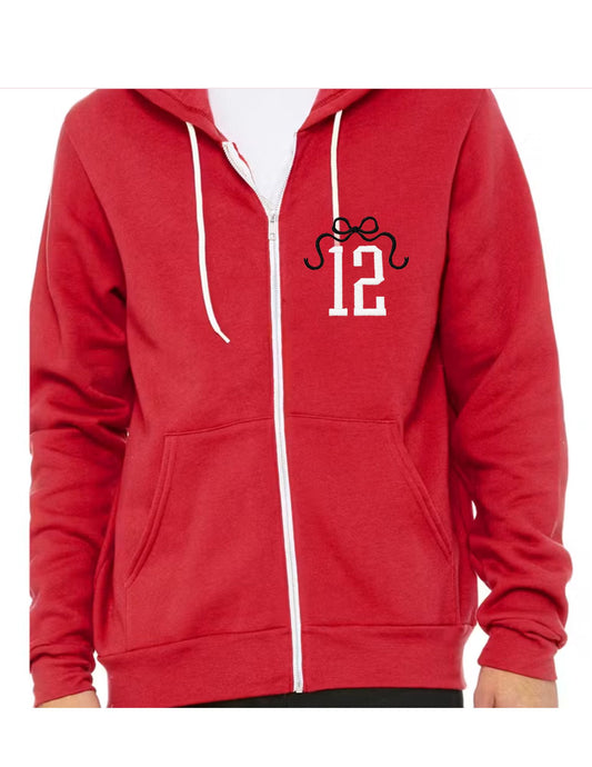 Beautifully bowed with number -Full Zip  *EMBROIDERY