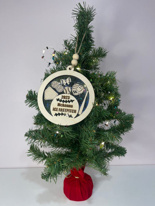 Softball Shaker Ornament