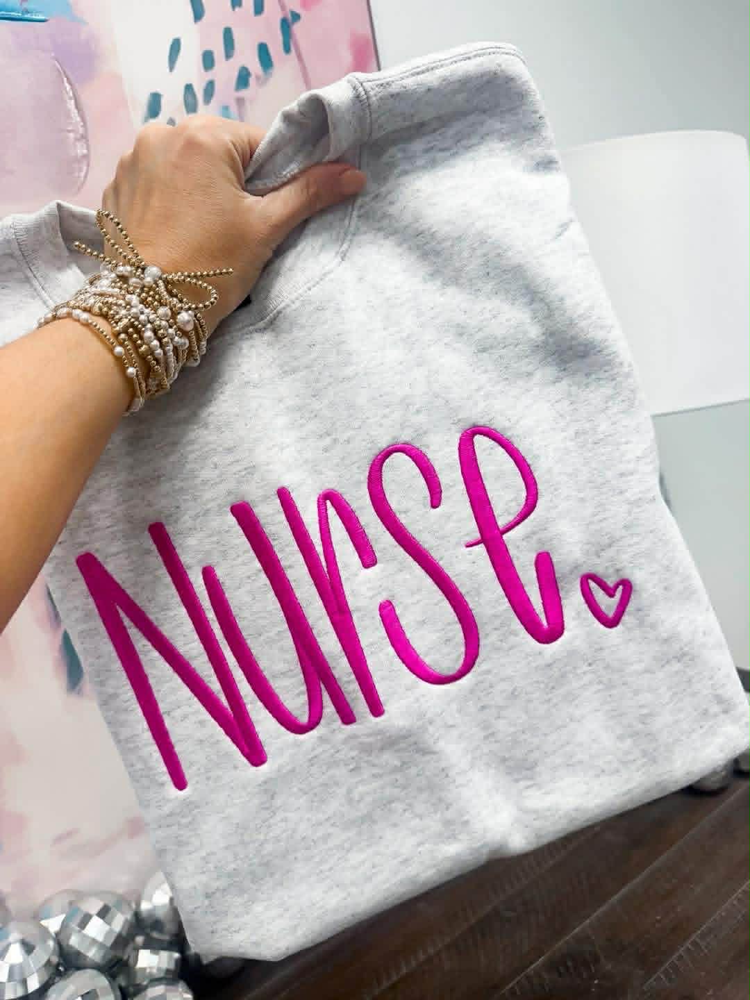 Nurse Hand Letter Embroidery Shirt